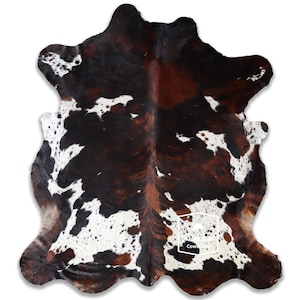 エキゾチックな三色柄、高品質牛革ラグ、毛付き革、Koeienhuid、Kuhfell Teppich、9.0フィート x 7.8フィート、コード：CR30