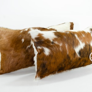 Coppia di federe per cuscino lombare bifacciali in pelle bovina tricolore (set da 2 unità) 12&quot;x22&quot;