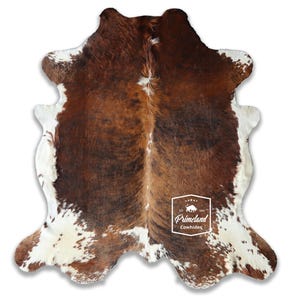 Tricolor, High Quality Cowhide Rug, Hair on Hide, Koeienhuid, Kuhfell Teppich, 7,0 Ft x 6,5 Ft, Code: CR33