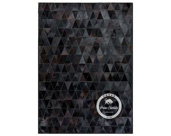 Patchwork-Rindsleder-Teppiche | Dreiecke Patchwork-Rindsleder Schwarz und Braun