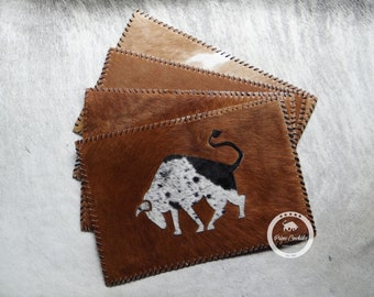 Tricolor Cowhide Placemat (Set of 2, 4, 6 units) 14"x 17"