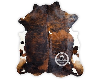 Brindle Tricolor High Quality COWHIDE RUG, Hair on Hide, Koeienhuid, Kuhfell Teppich, Peau de vache  Sizes: (M) (L) (XL) (Jumbo)