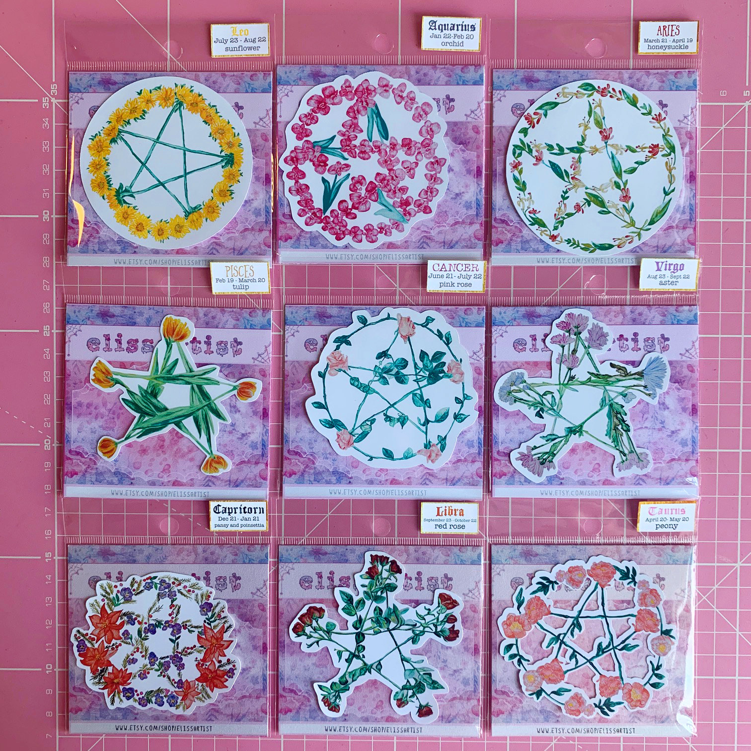 Libra Zodiac Flower Libra Birth Flower Sticker libra Flower Etsy