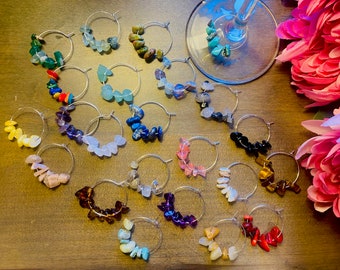 Beautiful Crystal Stone Wine Charms- Champagne Flute Tag-Wine Accessory-Wedding Party Gift