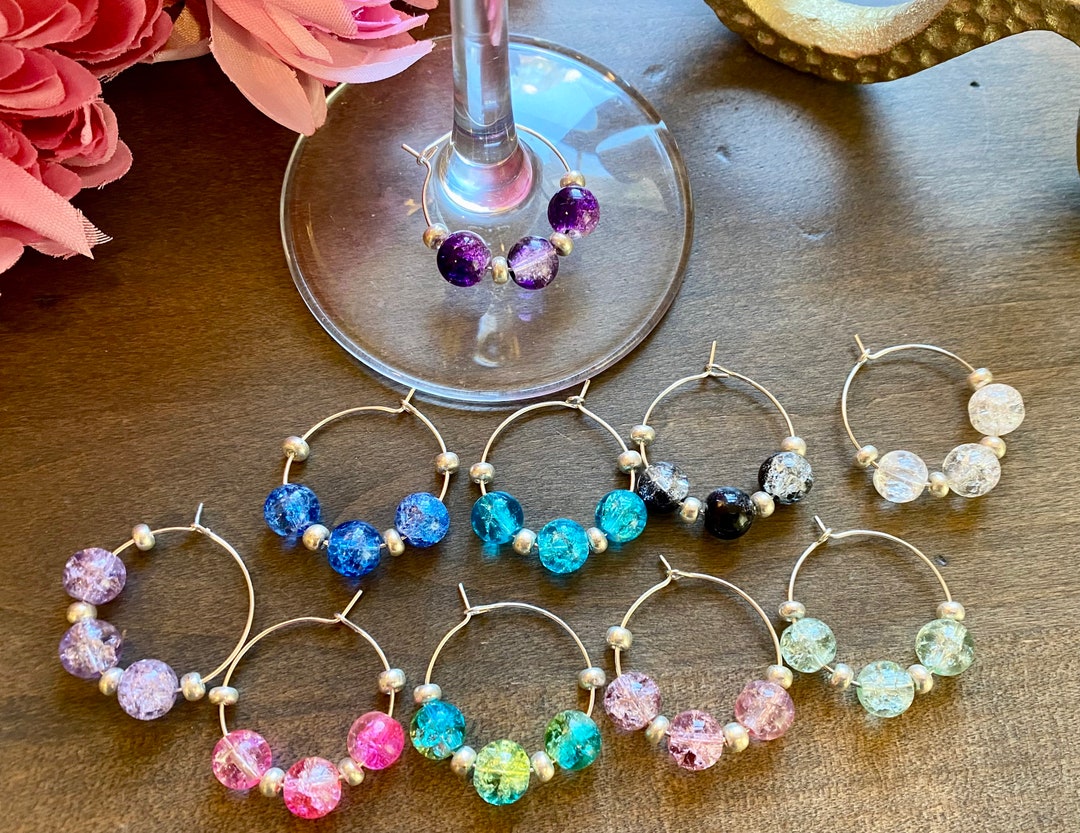 Glass Beaded Wine Charms 10 Packchampagne Flute Charmswedding Party
