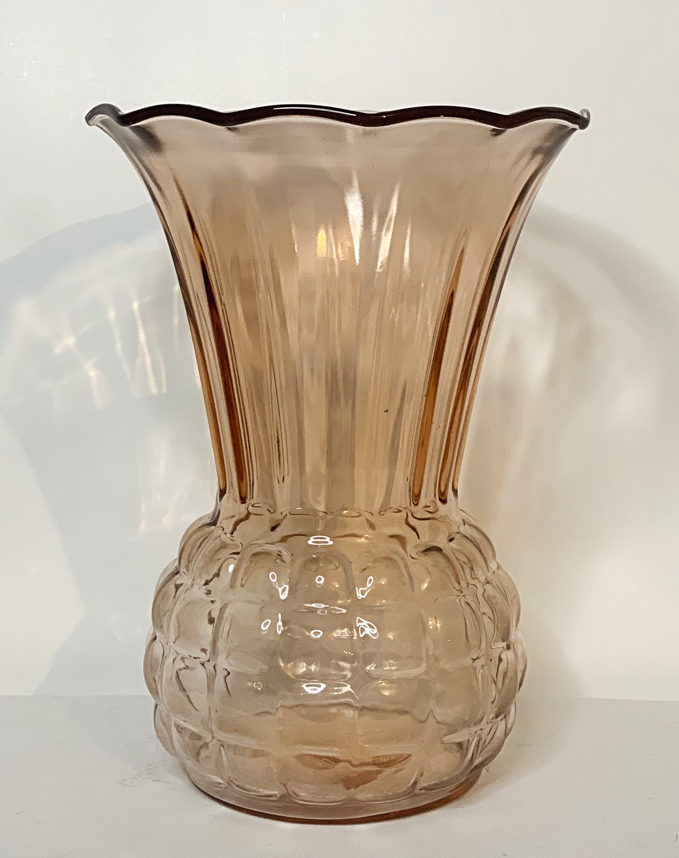 Vintage Fire King Crystal Pineapple Vase by Anchor Hocking