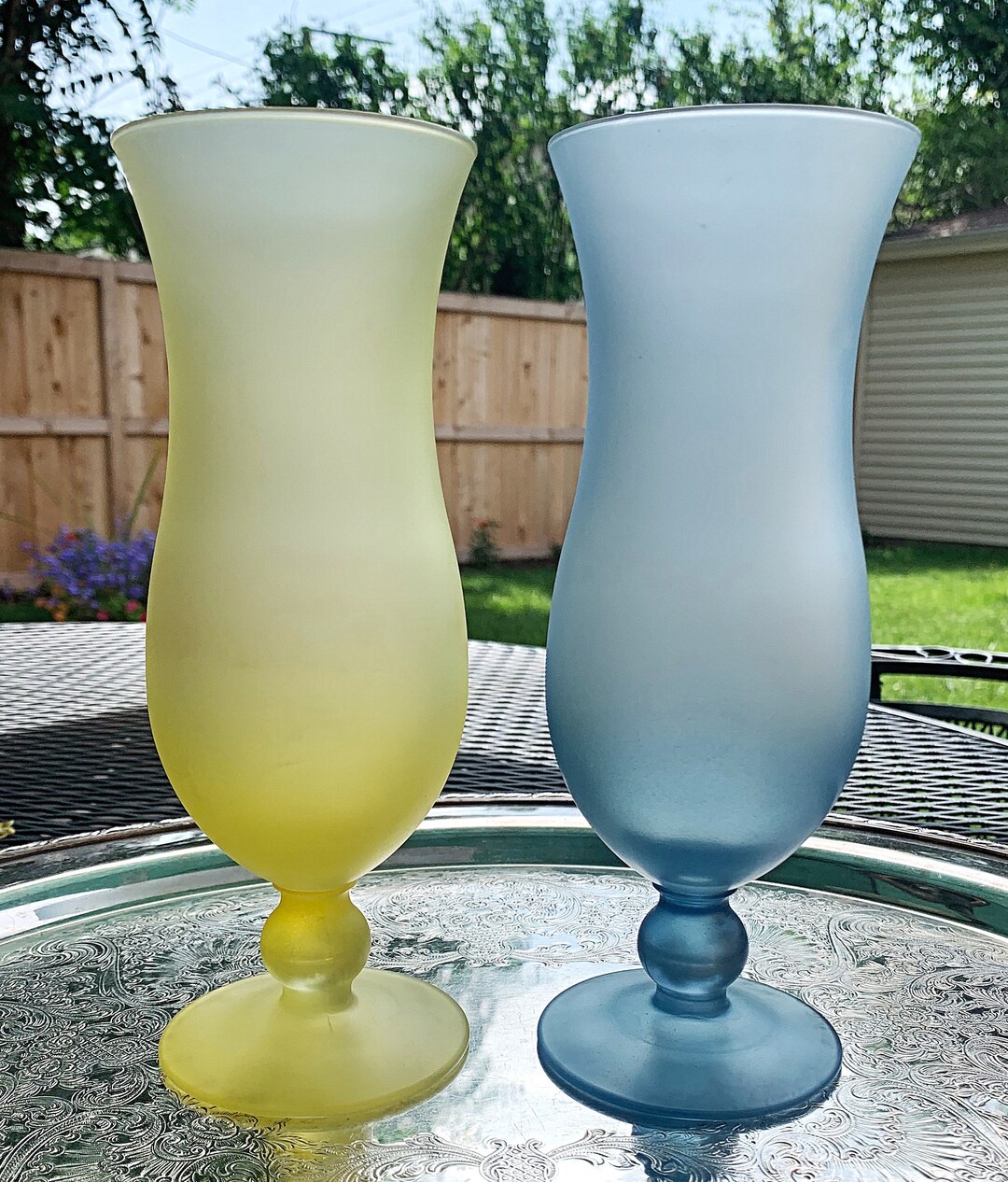 One Pair of Satin Glass Daiquiri Glasses. Etsy