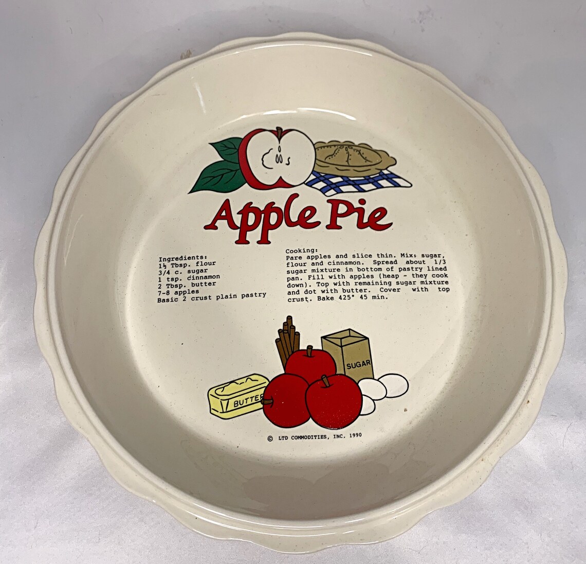 Vintage Ceramic Apple Pie Dish with Decorative Lid Etsy