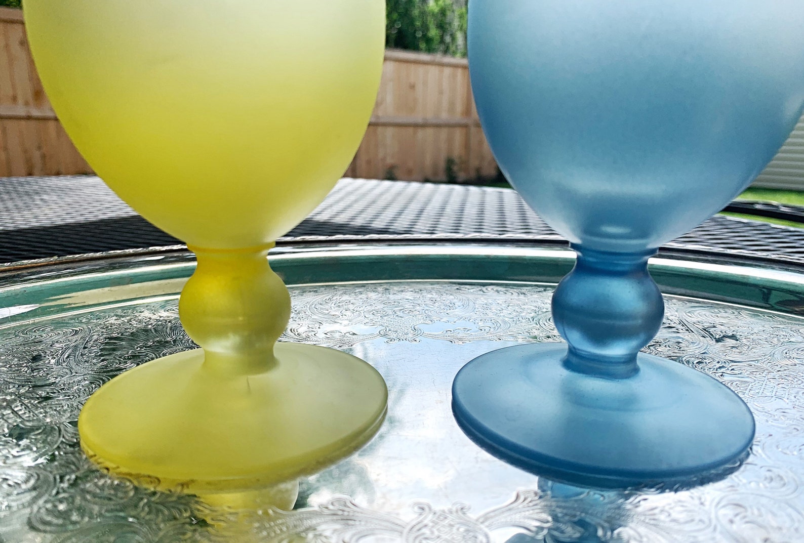 One Pair of Satin Glass Daiquiri glasses. Etsy