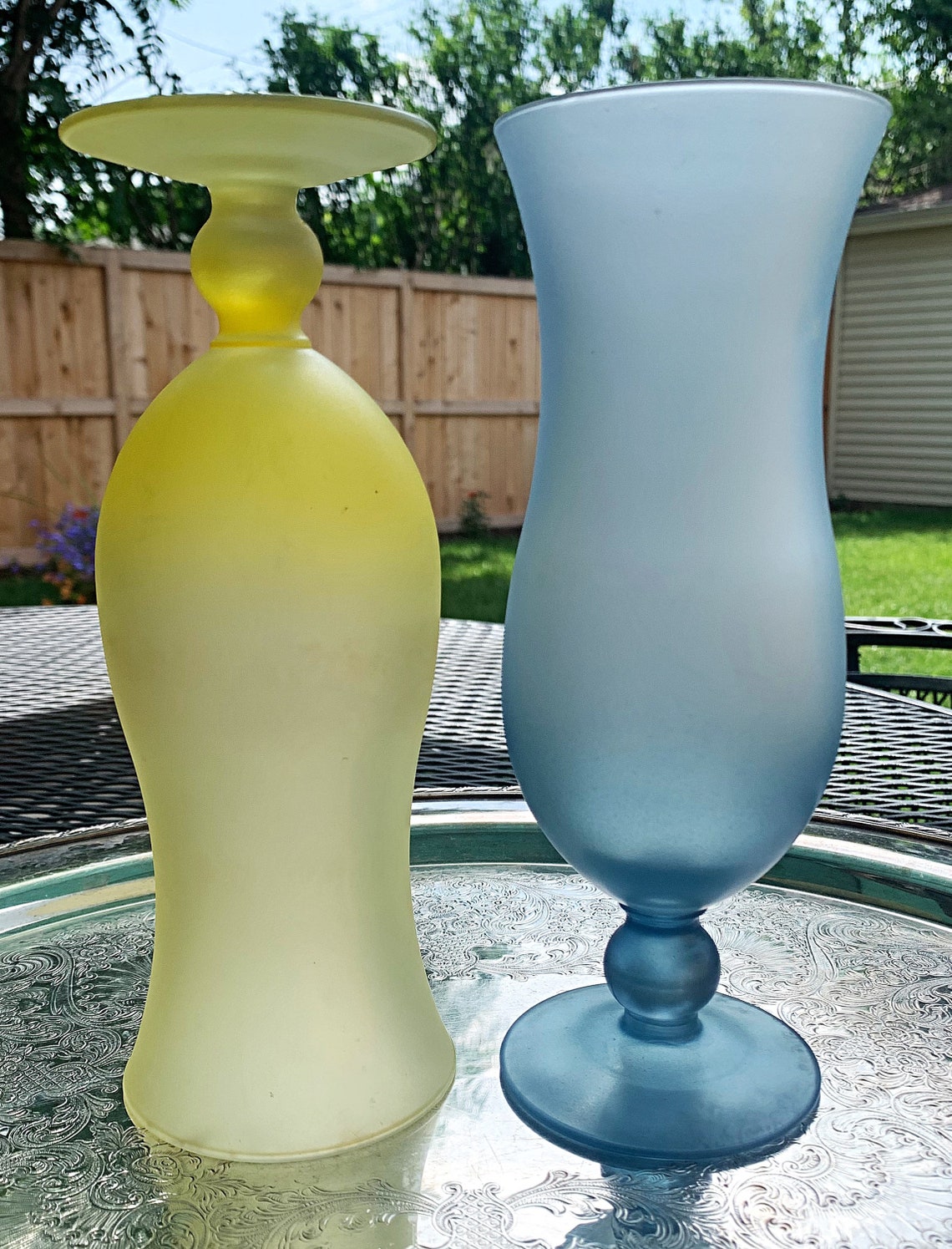 One Pair of Satin Glass Daiquiri glasses. Etsy