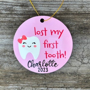 Pink Lost My First Tooth 2023 Ornament, Gift For Girl, Commemorative Gift
