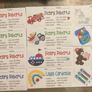 Personalized School Envelopes, Money Envelopes, Back To School, Student Organization, School Supplies