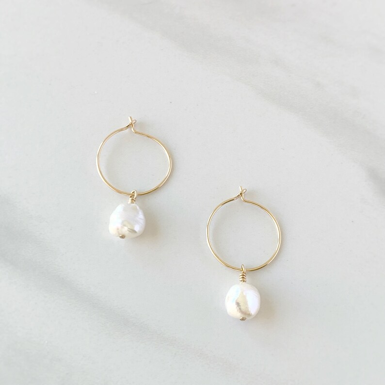 pearl drop hoop earrings