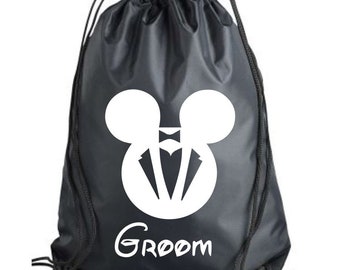 Mickey Groom Drawstring Bag | Disney Cinch Bag | Chinch Backpack | Just Married | Adult Bag | Groom