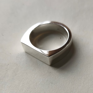 Sterling silver rectangular flat bar signet ring