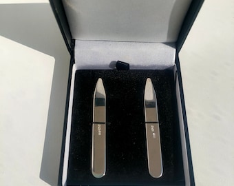 Hallmarked Silver Shirt Collar Stiffeners