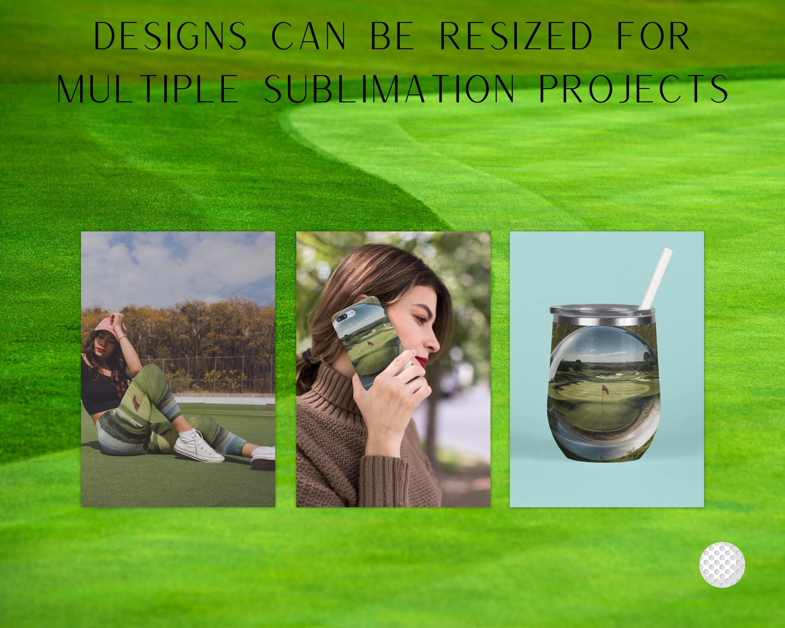 Golf Scene Water Drop Sublimation Tumbler Wrap, Unique 20 Oz