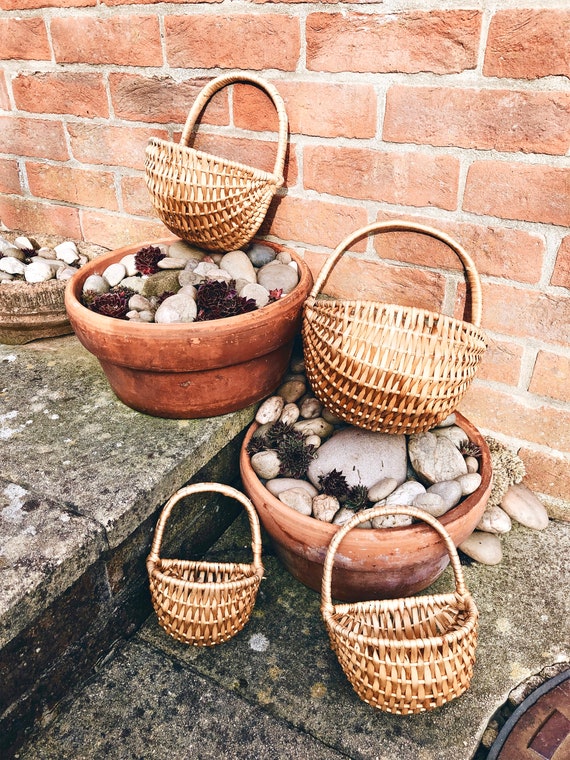 Vintage Wall Basket Vase Planter Wicker Seagrass Boho Decor Home Rattan