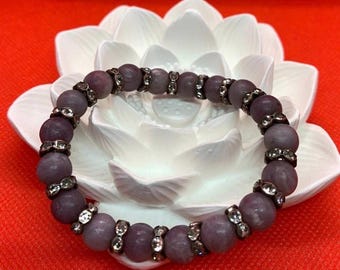Pulsera elástica de lepidolita