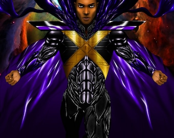Black Super Hero Digital Painting Art Canvas Print