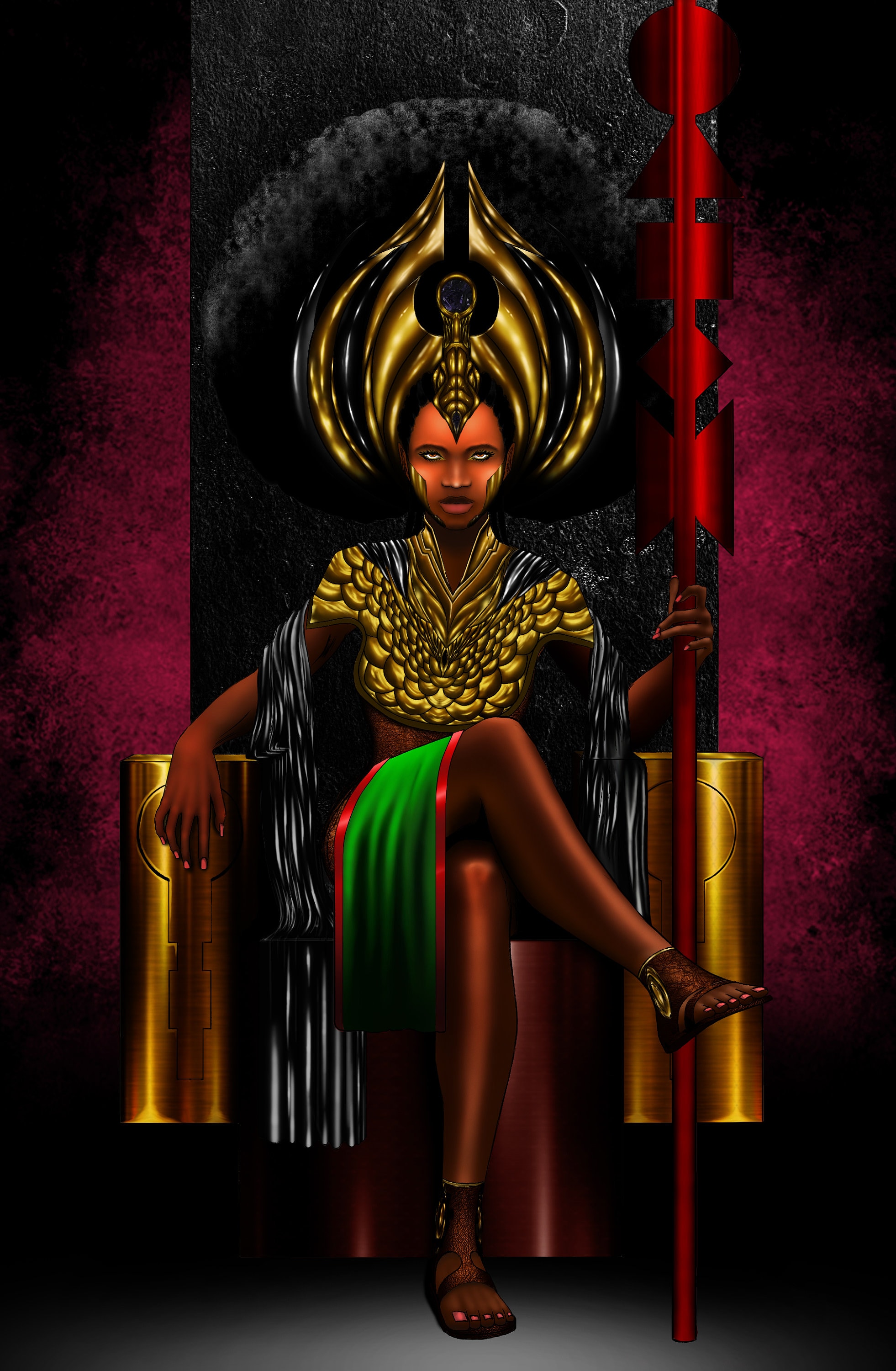 African Queen Fantasy Art Poster Canvas Etsy