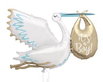 Jumbo It's a Boy! Stork Foil Balloon (GST Automatically Included for Buyers Located in Canada)