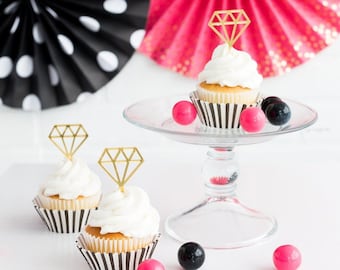 Gold Acrylic Diamond Toppers Cupcake Kit (GST Automatically Included for Buyers Located in Canada)