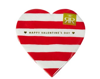 Happy Valentine's Day Striped Heart Napkins