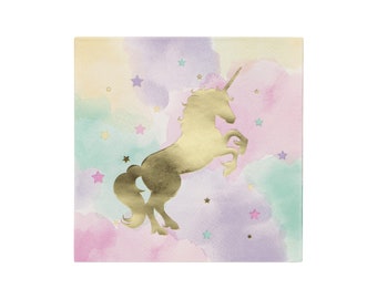 Large Pastel Rainbow Unicorn Napkins (GST Automatically Included for Buyers Located in Canada)