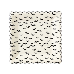 Bat Pattern Scalloped Square Plates - Large (GST Automatically Included for Buyers Located in Canada)