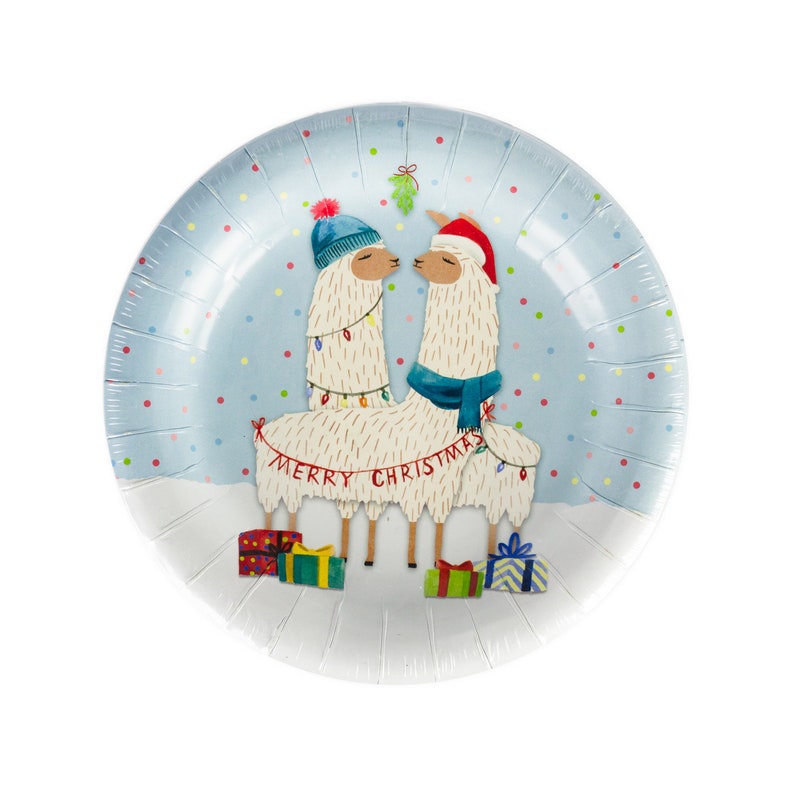 Merry Christmas Llama Holiday Plates GST Automatically Included for Buyers Located in Canada image 1