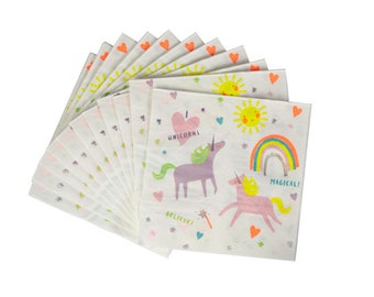 Large I Heart Unicorn Napkins (GST Automatically Included for Buyers Located in Canada)