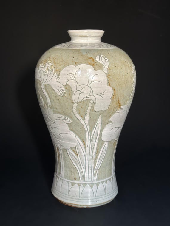 Handmade Vintage Korean Buncheong Ceramic Vase