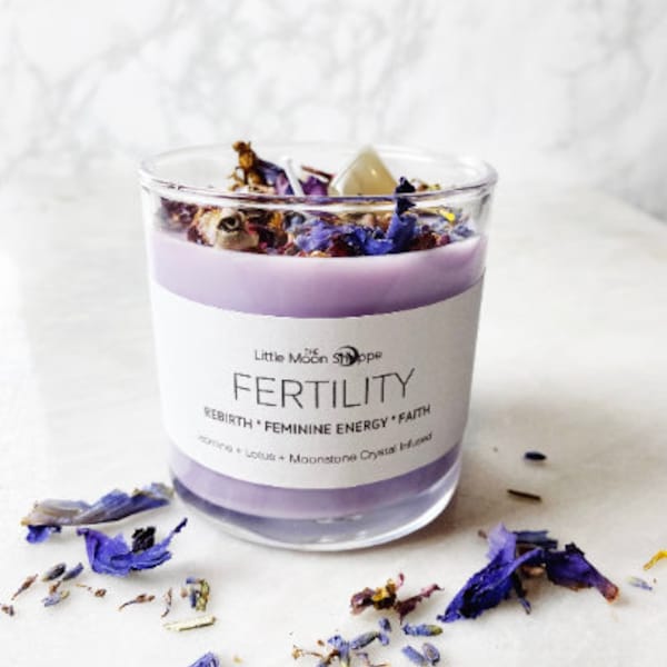 Fertility Candle For Pregnancy Candle for Infertility intention candle  Candle Spell Crystal & Herb Candles Crystal Infused gift