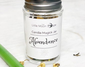 Crystal Confetti Abundance Candle Magic Jar / Good Luck Crystals / Ritual / Manifestation Jar / Green Candle