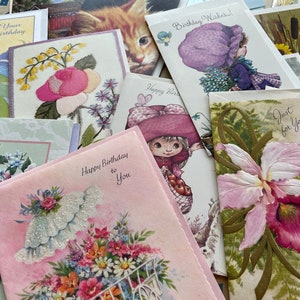 Vintage Birthday card bundle, Retro NOS from the 1960s-1980s, Set of 6