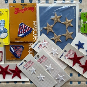 Choose your vintage patch set: American, red white blue groovy retro iron-on applique, iron-on patch, jean jacket patches