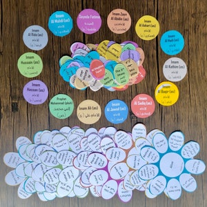 Fourteen Masoumeen Flower Digital Bundle, المعصومين, Hands-on Activity, Imams, God&#39;s Blessings, Prophet Mohammad, Quran, Islamic Activity