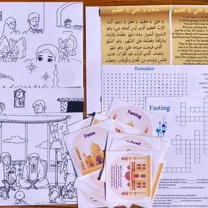 8 to 14 Ramadan & Imam Hassan Bundle, Digital Download رمضان للأطفال Islamic Activities Worksheets coloring word search crossword flashcards