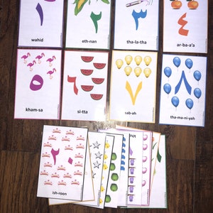 Laminated Arabic cards,school,eid gift,العربية,numbers,card,prints,birthday gift, pins,stickers,custom,teacher,rainbow,flash cards, math,art