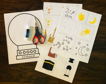 Eid Mubarak Globe, Printable Eid Mubarak activity, عيد مبارك, Eid craft ,digital download, Islam,kids,Muslim, Ramadan education, playdough