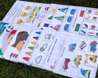 Carpeta ocupada personalizada Carpeta preescolar Imprimible Libro ocupado para niños pequeños Plan de estudios de educación en el hogar Hojas de trabajo de aprendizaje Preescolar ABC Colores Formas