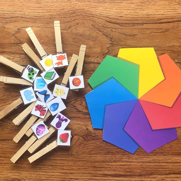 Color Wheel, Preschool Game Color Matching, Fine Motor Skills, matching, busy bag, Montessori, Teach Colors, homeschool activity