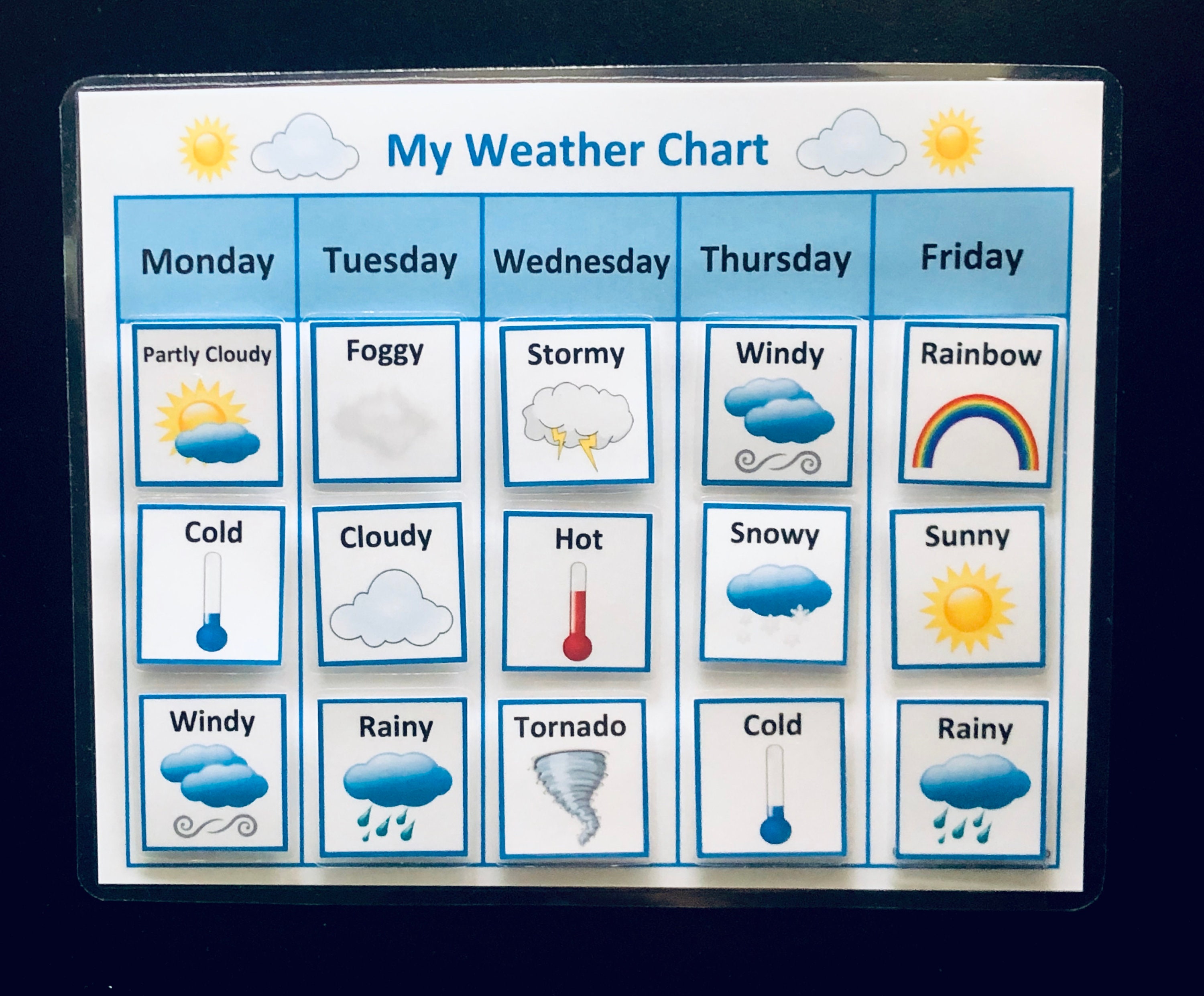 Magnetic Weather Calendar Wall Hanging Chart Kids Learning Educational Board Toy 