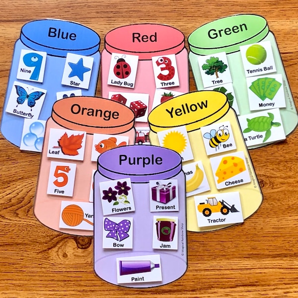 Color Sorting Game, Preschool Game Color Matching, Fine Motor Skills, matching, busy bag, Montessori, Color Jars, homeschool activity