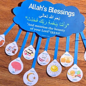 Allah&#39;s Blessings Download, Cloud with Rain, Hands-on Activity, Countless Blessings, God&#39;s Blessings, Digital, Quran, Islamic Activity kids