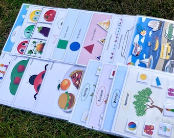 Personalized Busy Binder Preschool Binder Printable Toddler Busy Book Homeschool Curriculum Learning Worksheets Montessori ABC Colors Shapes