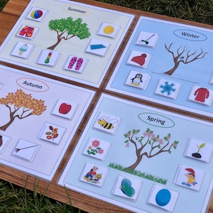Match the Season Bundle, Four Seasons, Preschool Activity, kids activities, Montessori, homeschool, Fall, Winter, Summer, seasons sorting