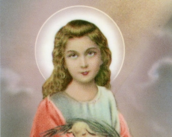 ST. AGNES -  Relic Holy card - Blessed by Pope Francis
