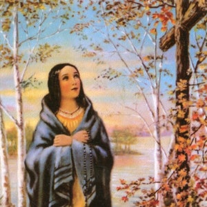ST. KATERI TEKAKWITHA - Relikt Heilige Karte - Gesegnet von Papst Franziskus